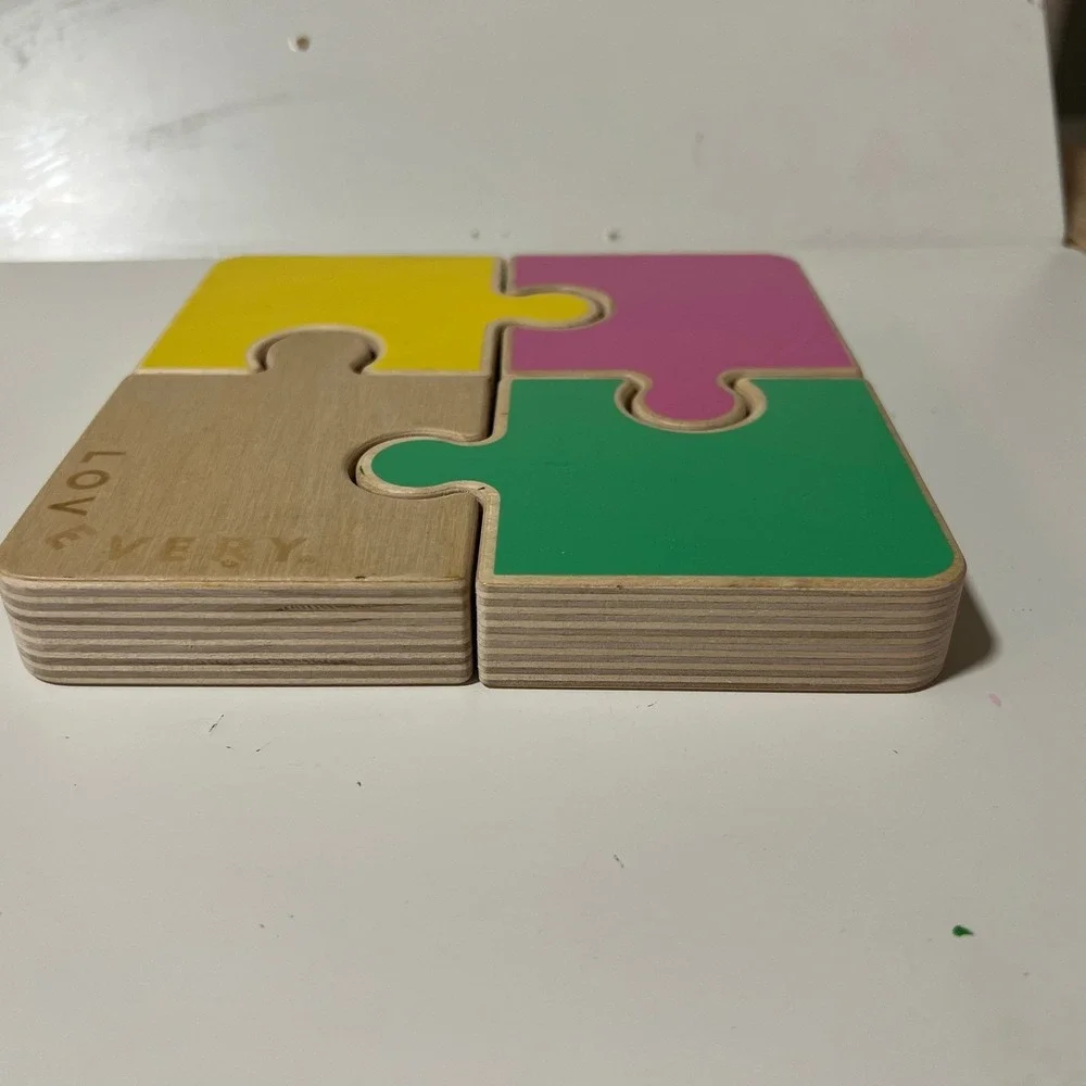 Lovevery Wooden Chunky Puzzle‎ Pieces Multicolor Double Sided Toddler Toy 4pc
